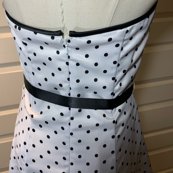 J McClintock Vintage White Satin Dress Tulle Black Polka-dot Retro 50s Sz 5 - Picture 7 of 13